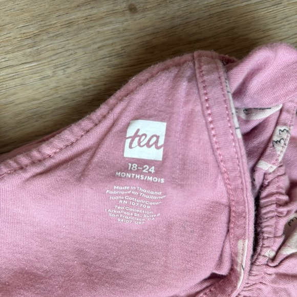 Tea Collection Pink White Swan Dress Ruffle Neck Size 18-24M - Picture 5 of 5